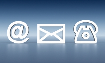 An image of three icons representing email, a letter and a telephone